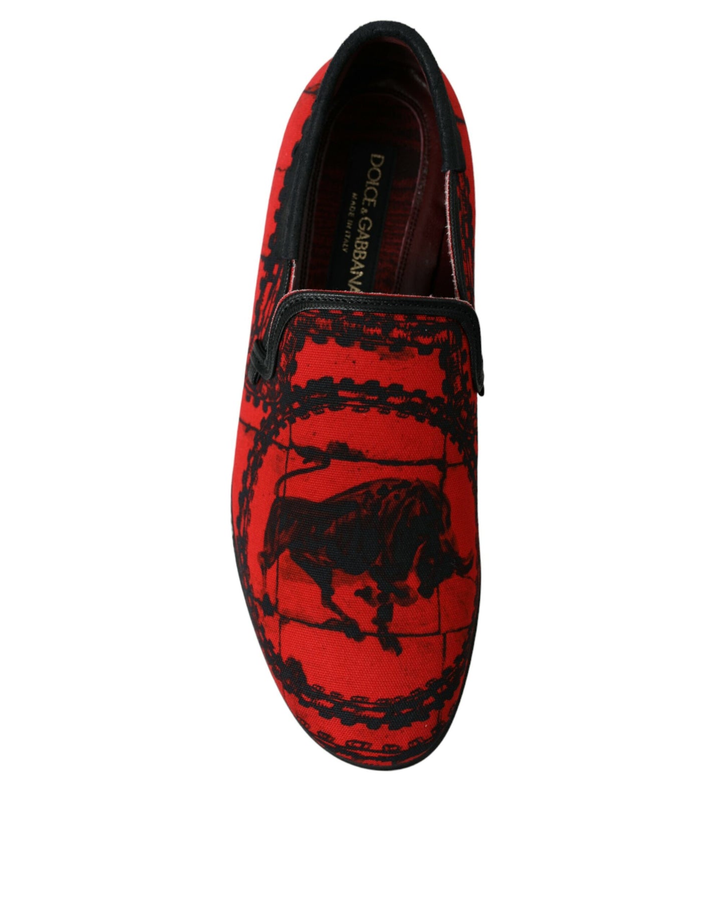 Dolce & Gabbana Red Black Torero Loafers Slippers Men Shoes