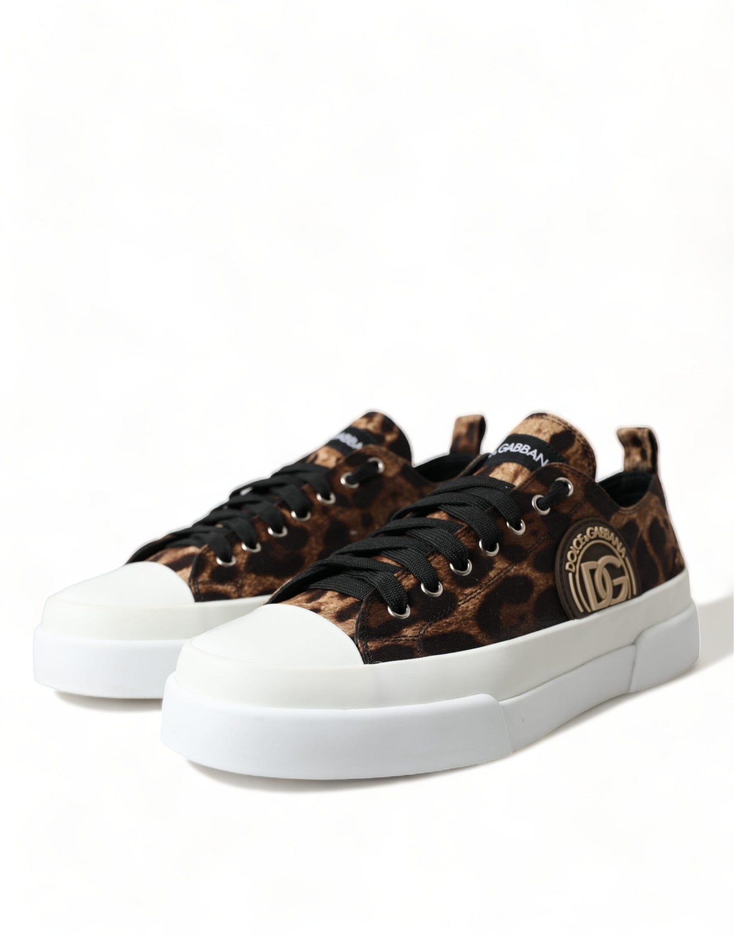 Dolce & Gabbana Brown Leopard Canvas Sneakers Shoes