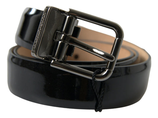 Dolce & Gabbana Elegant Black Leather Belt with Metal Buckle