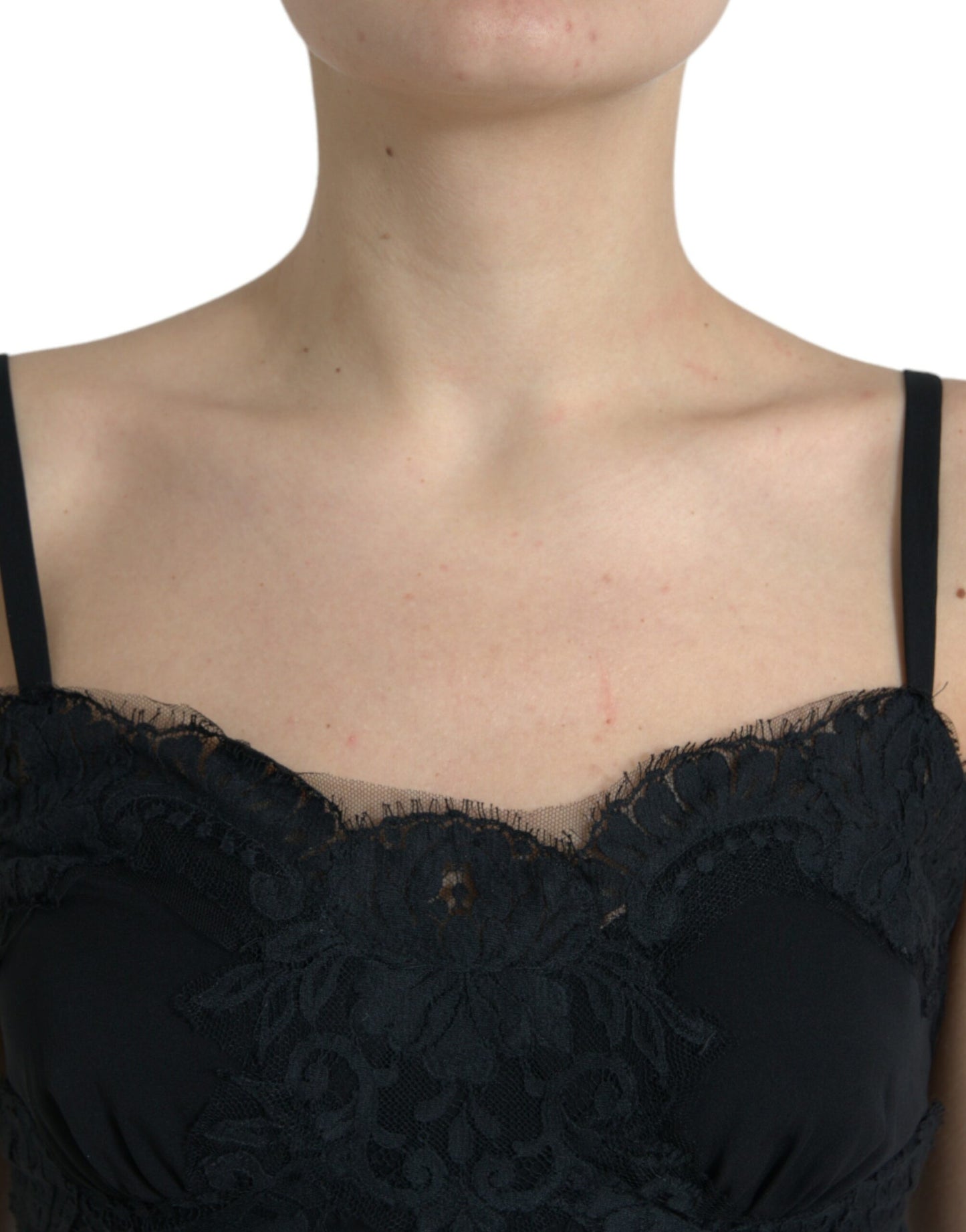 Dolce & Gabbana Black Silk Stretch Lace Sleeveless Tank Top