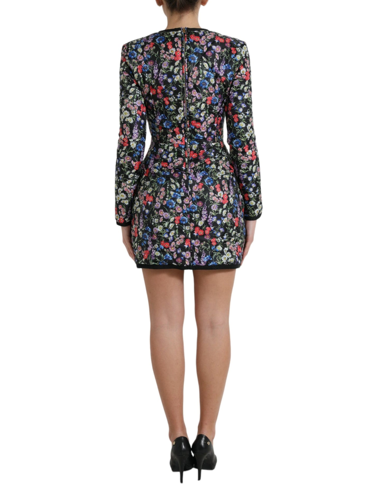 Dolce & Gabbana Multicolor Floral Nylon Sheath Mini Dress