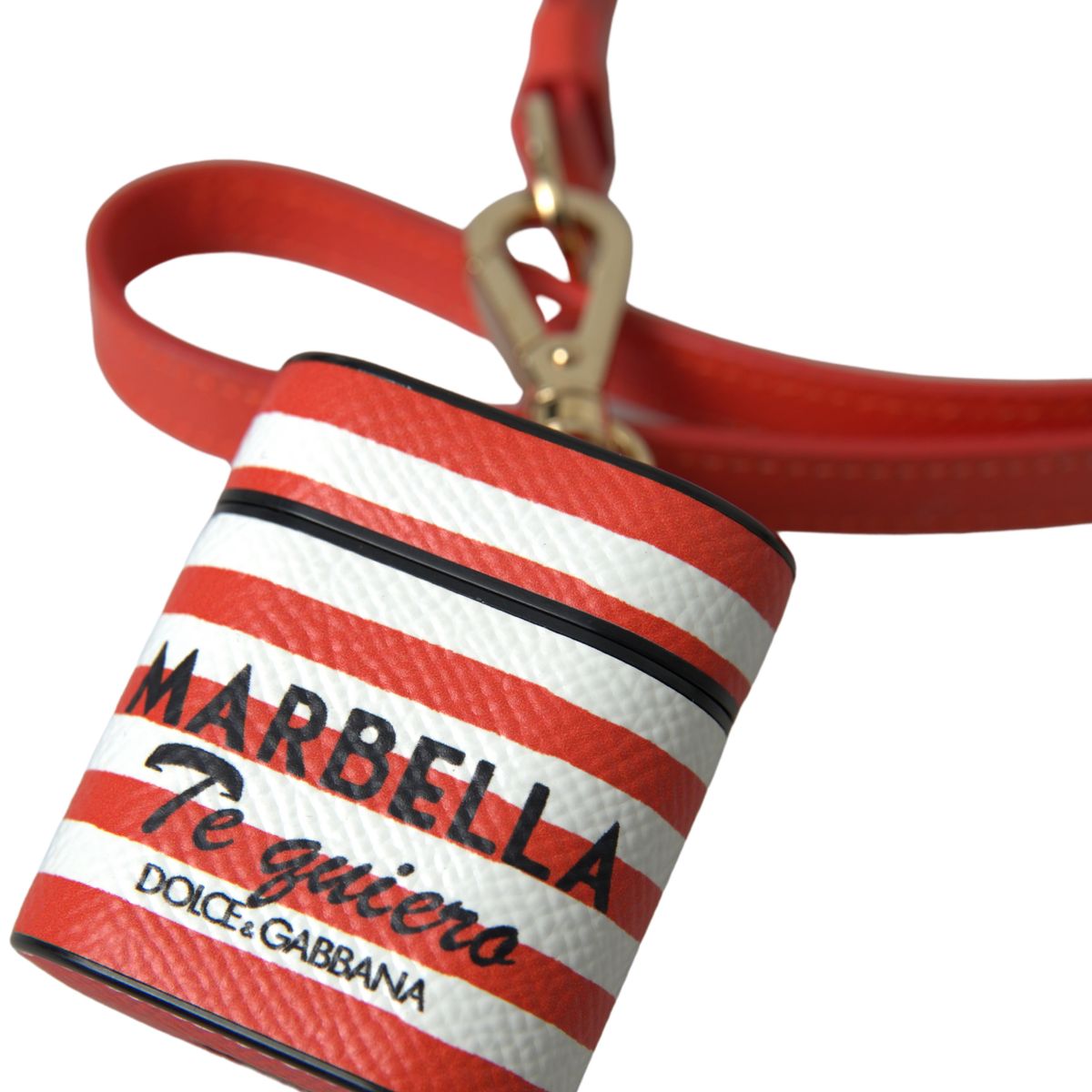 Dolce & Gabbana Chic Orange Striped Leather Airpods Case