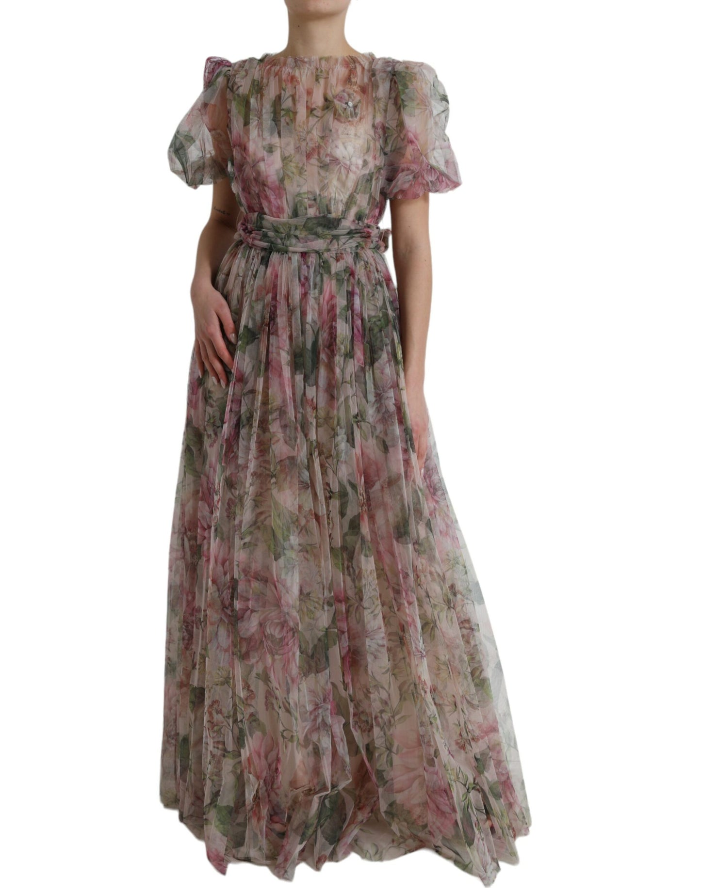 Dolce & Gabbana Multicolor Floral Print A-line Gown Dress