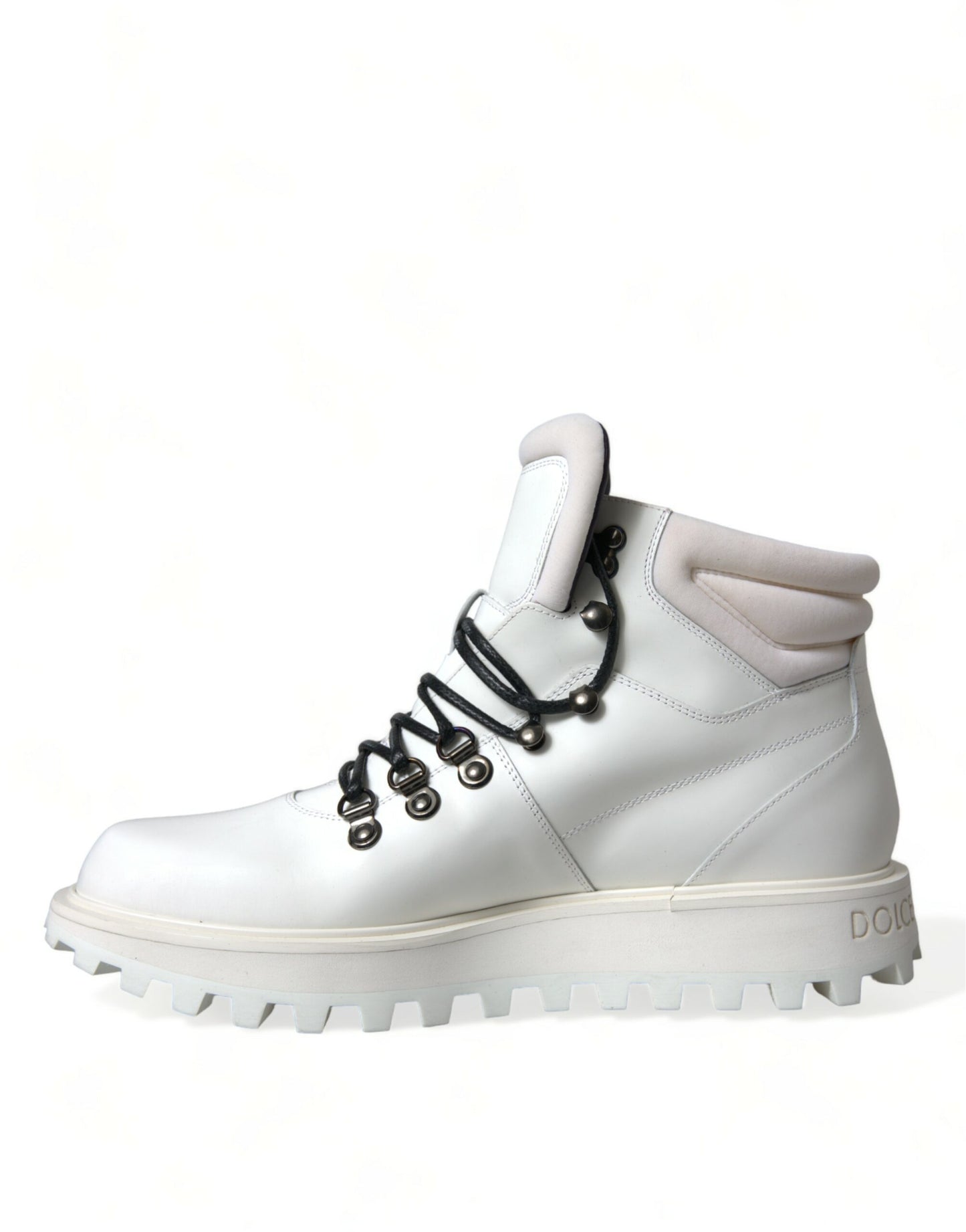 Dolce & Gabbana White Vulcano Trekking Ankle Boots Shoes