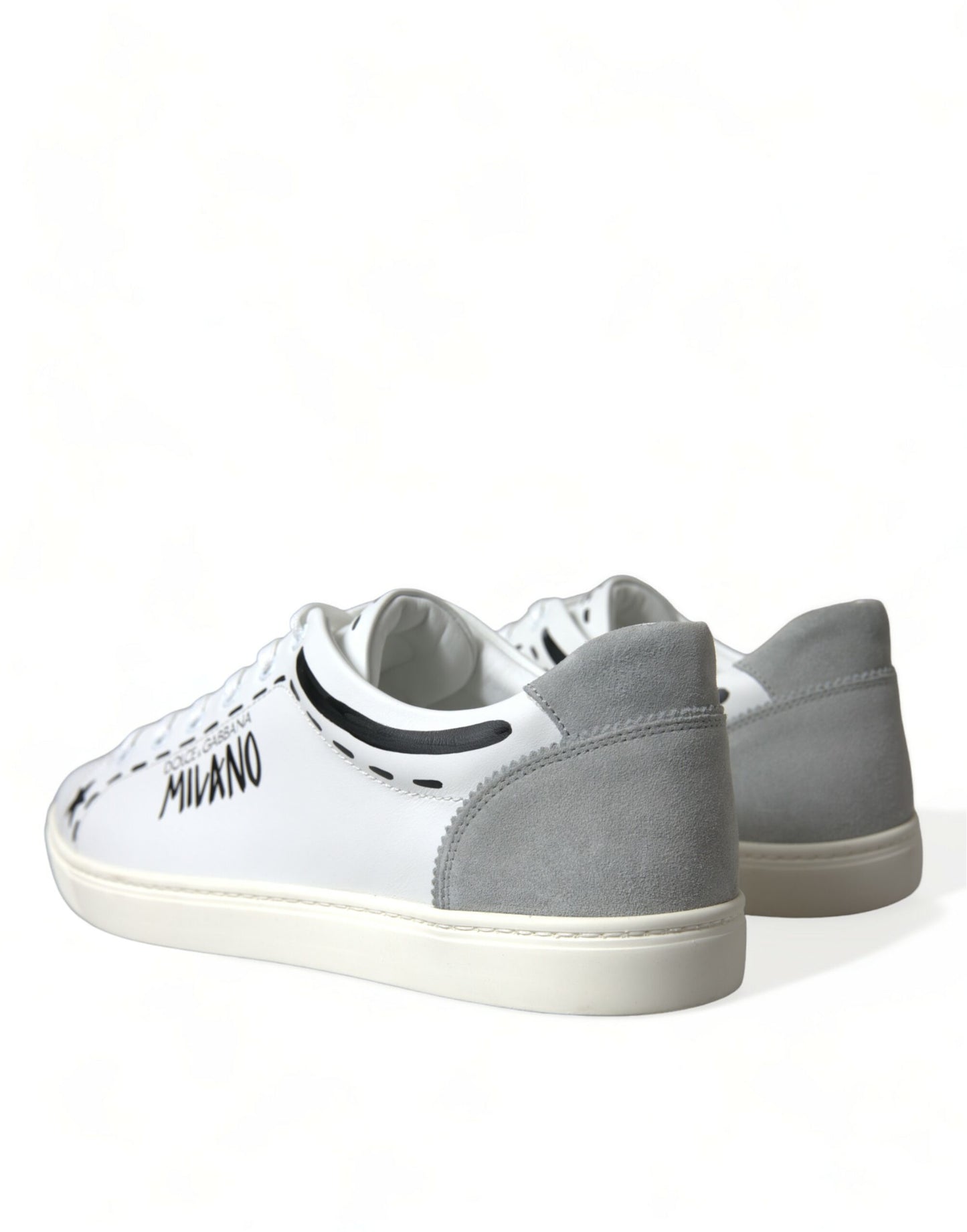 Dolce & Gabbana White Gray Leather LOVE Milano Sneakers Shoes