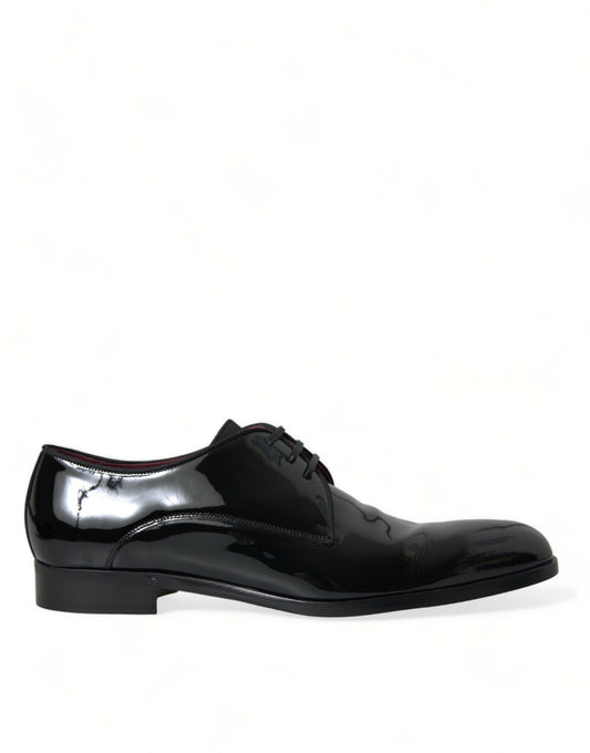 Dolce & Gabbana Black Calfskin Leather Derby Dress Shoes