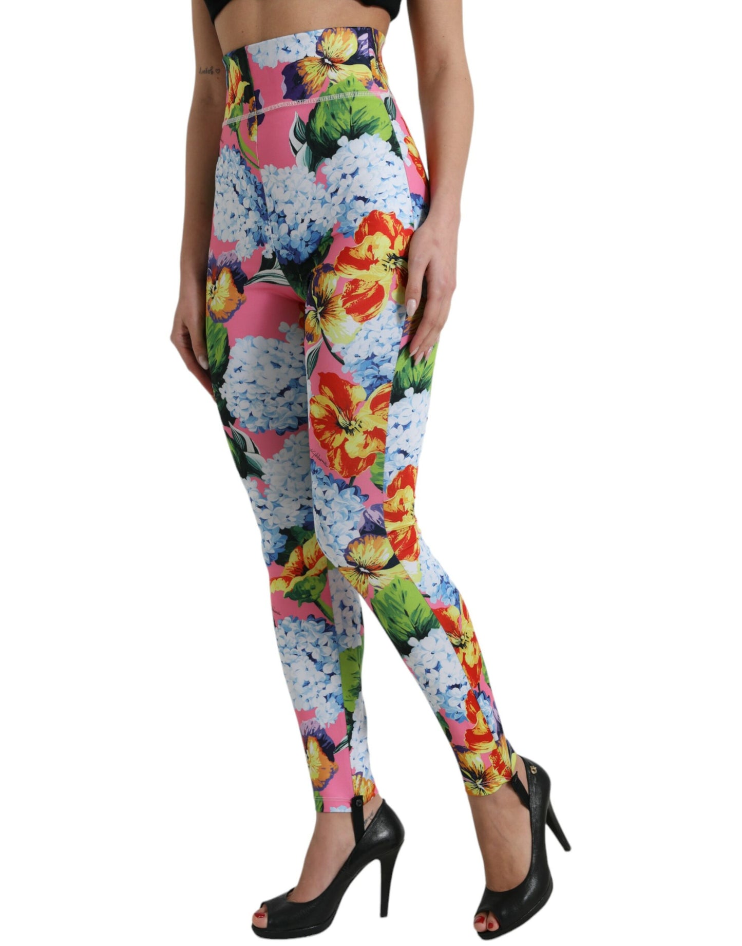 Dolce & Gabbana Multicolor Floral High Waist Leggings Pants