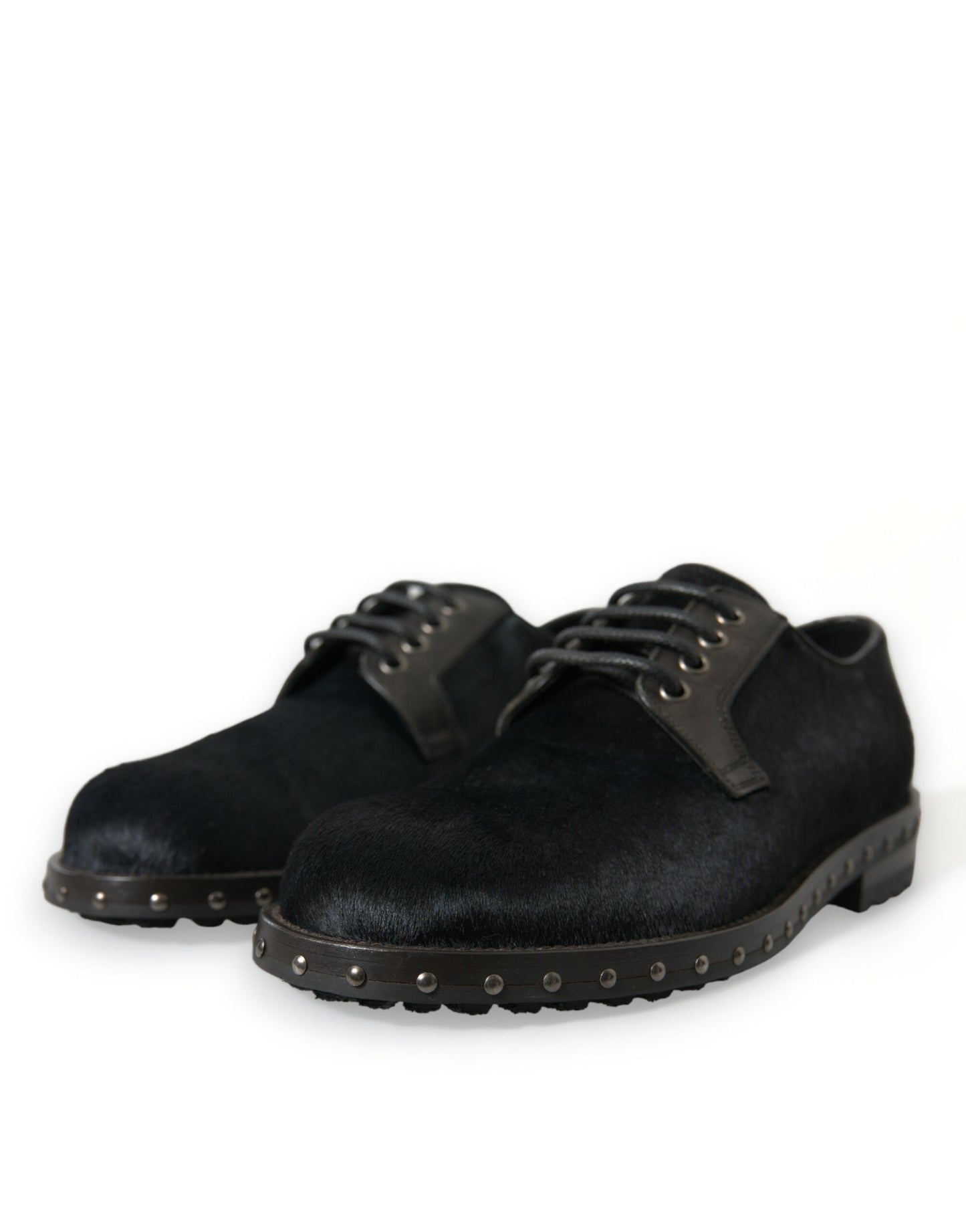 Dolce & Gabbana Black Stable Fur Derby SAN PIETRO Dress Shoes