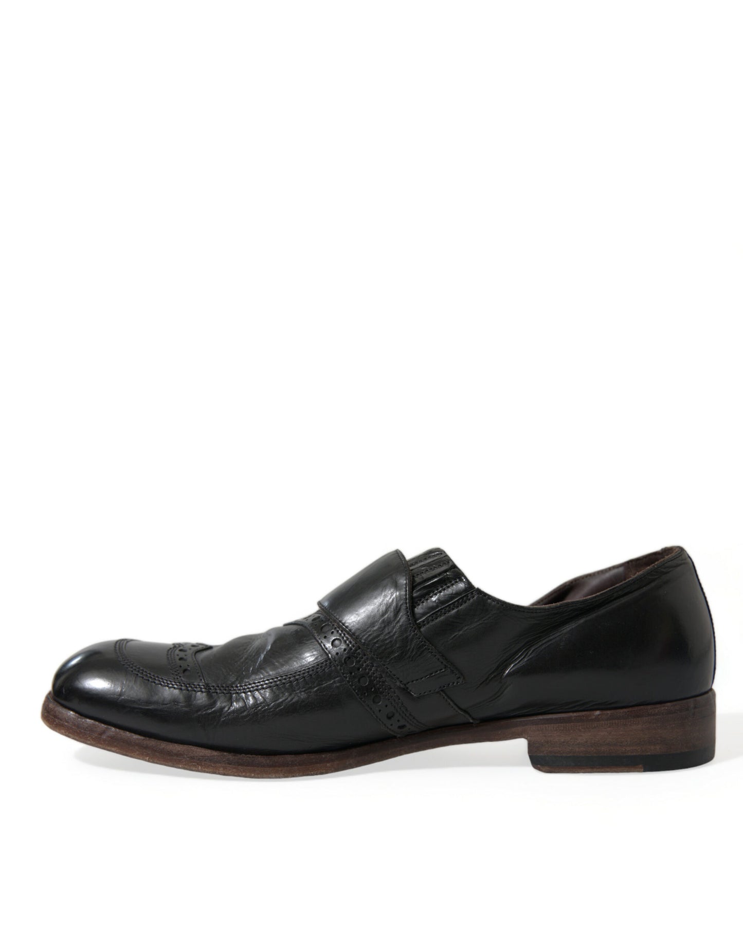 Dolce & Gabbana Black Leather Strap Mocassin Dress Shoes