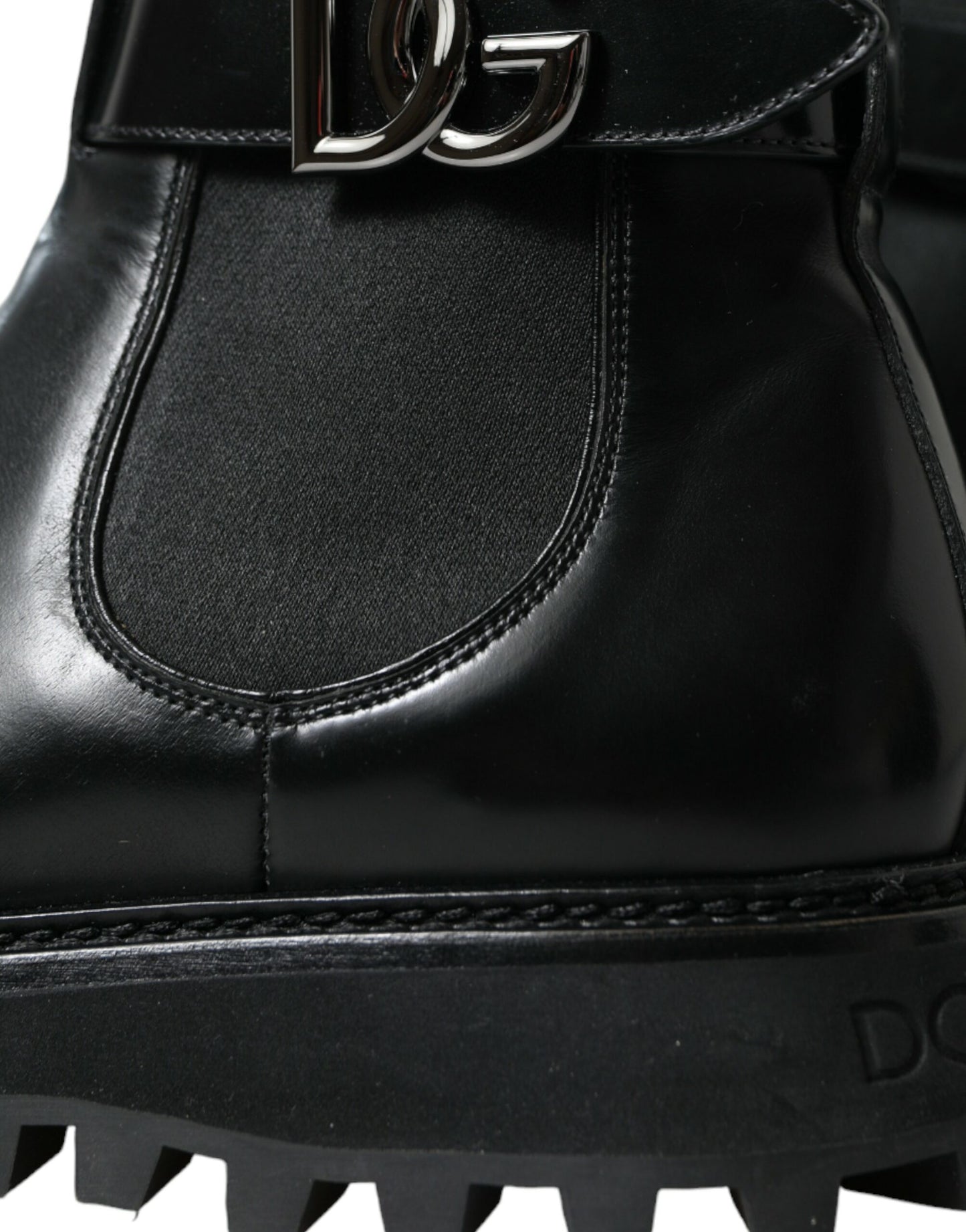 Dolce & Gabbana Black Chelsea Belted DG Logo Boots Shoes