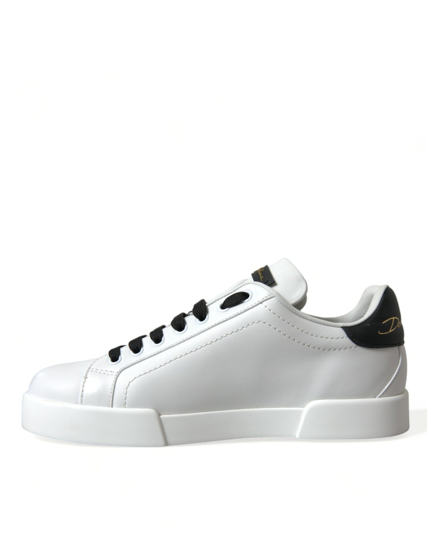 Dolce & Gabbana White Black Patch Portofino Sneakers Shoes