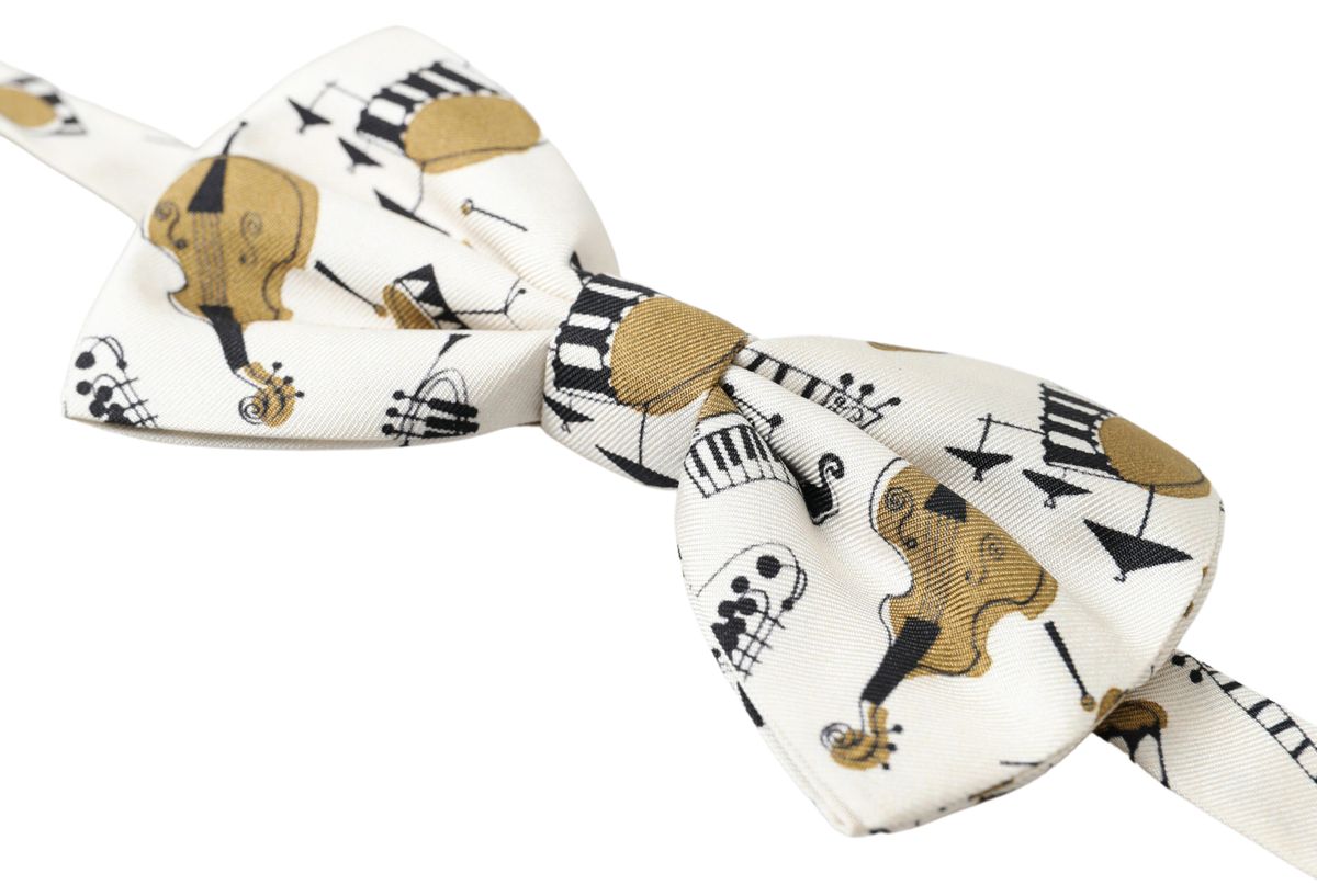 Dolce & Gabbana Chic Beige Silk Musical Bow Tie