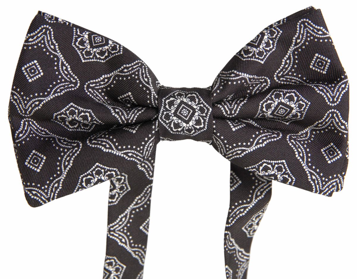 Dolce & Gabbana Elegant Silk Tied Bow Tie in Black & White