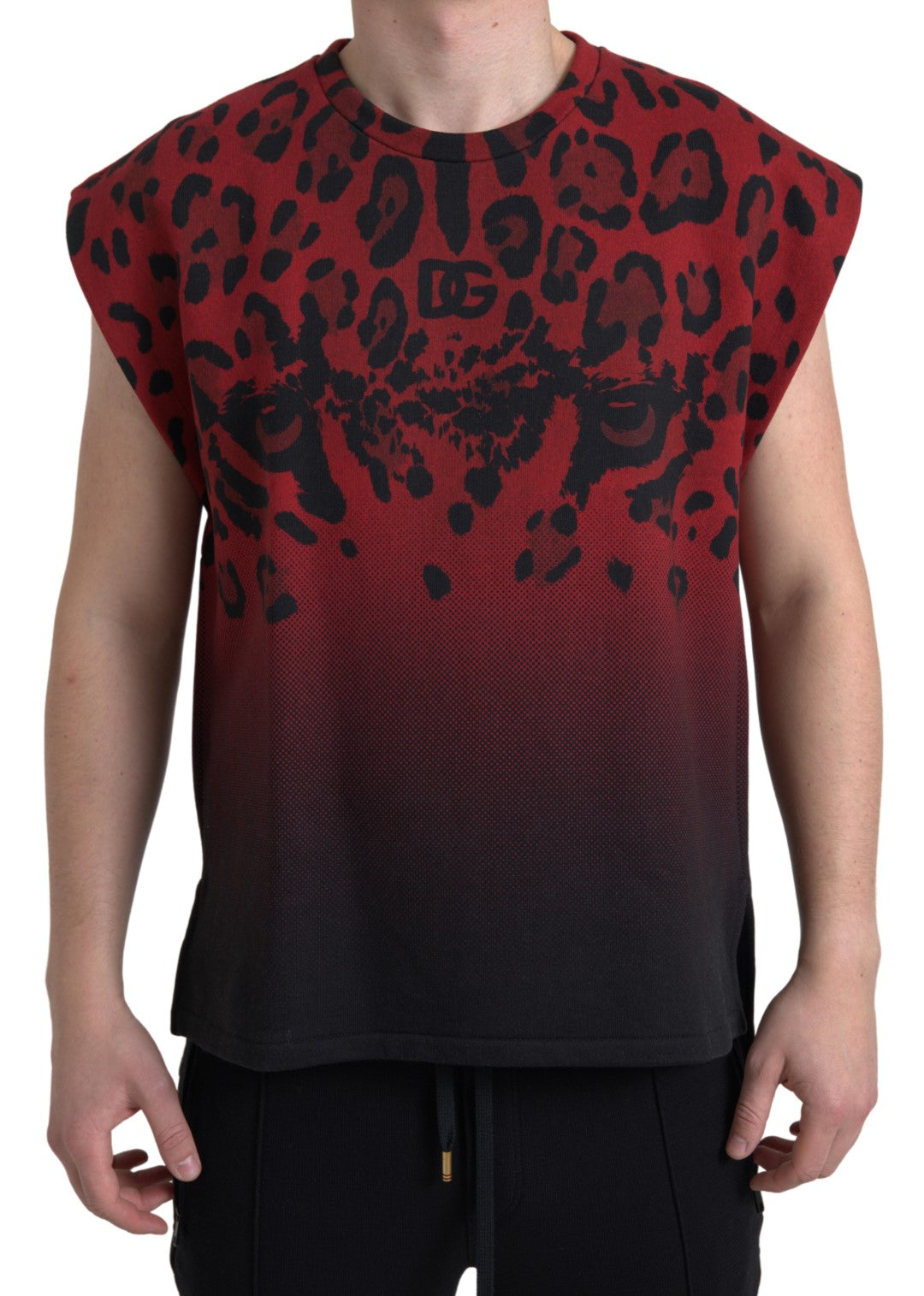 Dolce & Gabbana Red Leopard Cotton Sleeveless Tank T-shirt