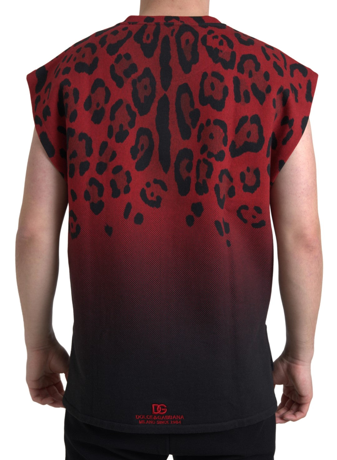 Dolce & Gabbana Red Leopard Cotton Sleeveless Tank T-shirt