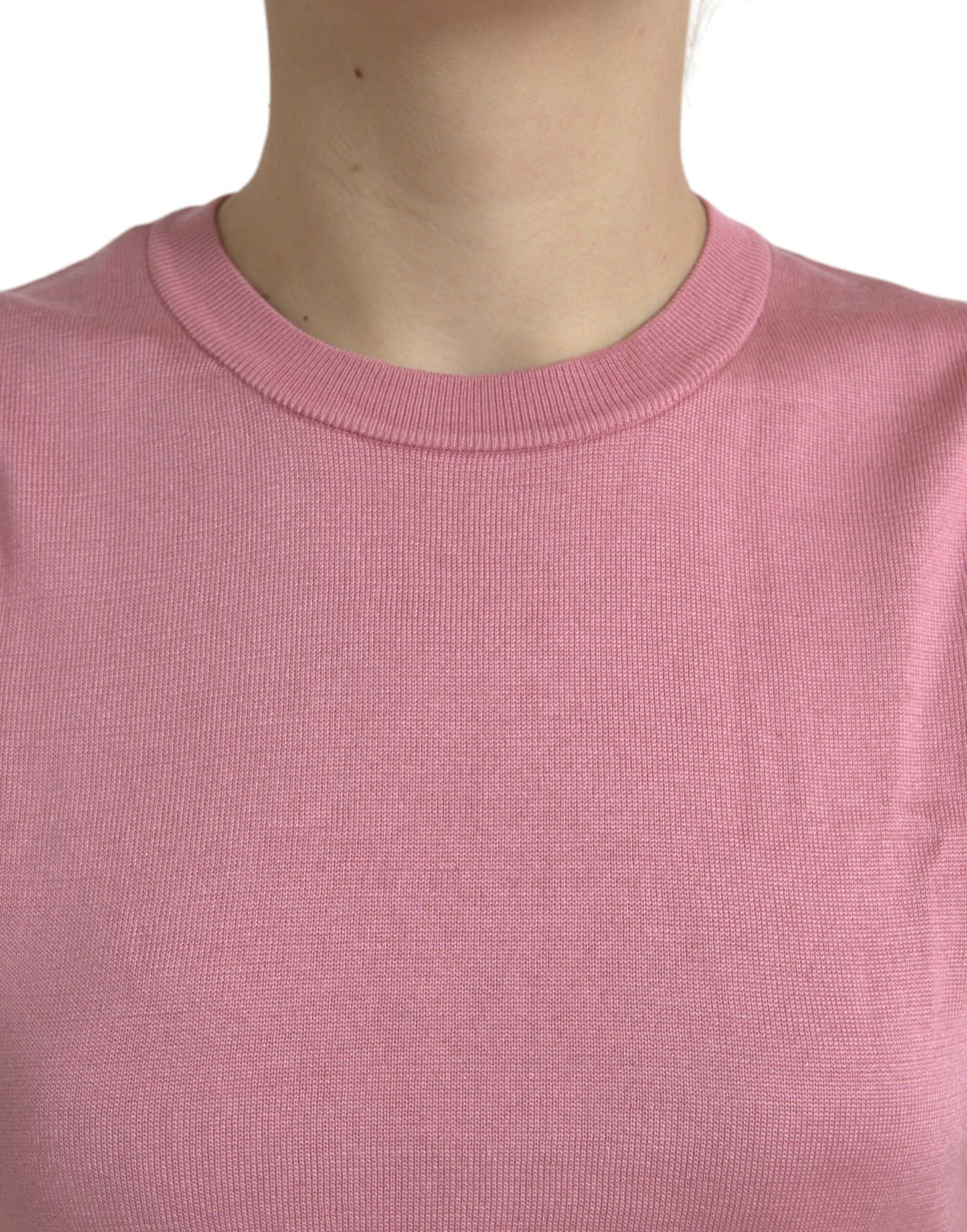 Dolce & Gabbana Pink Crew Neck Cropped Sleeveless Tank Top