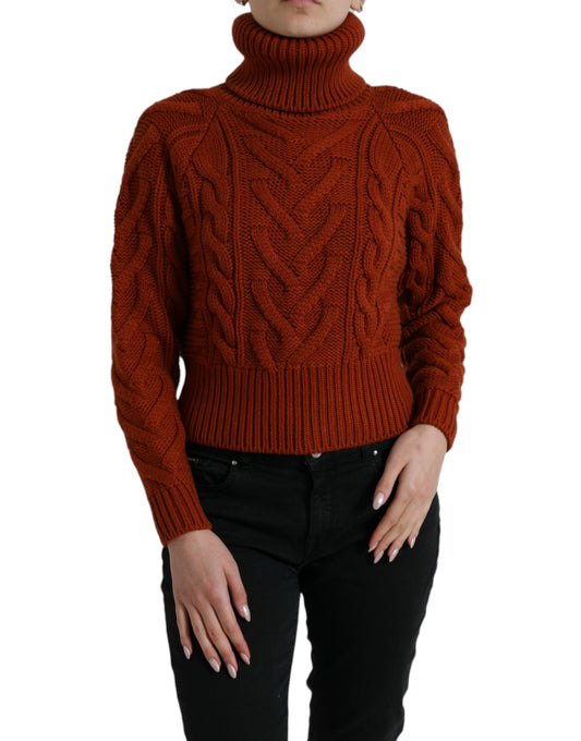 Dolce & Gabbana Brown Wool Knit Turtleneck Pullover Sweater