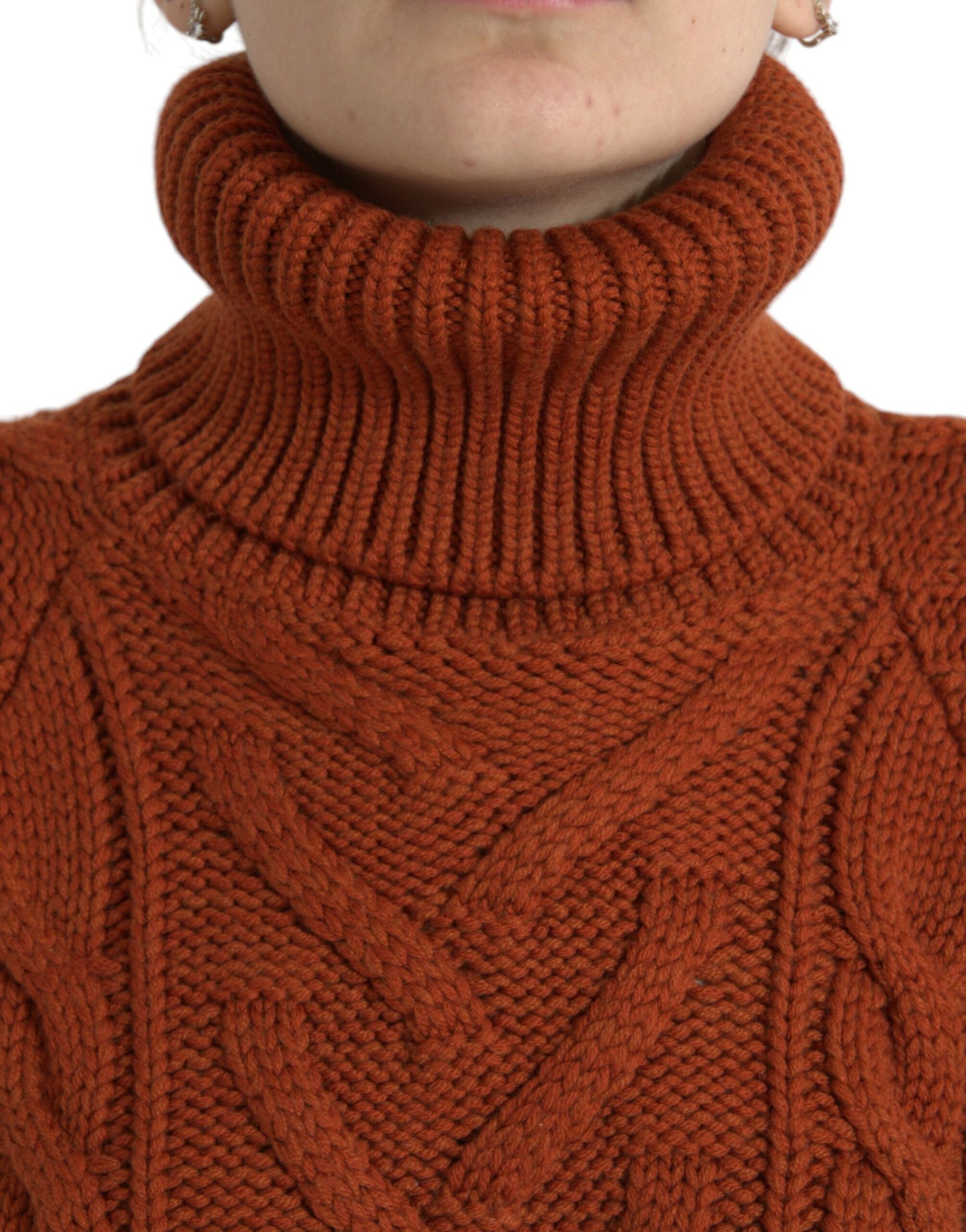 Dolce & Gabbana Brown Wool Knit Turtleneck Pullover Sweater