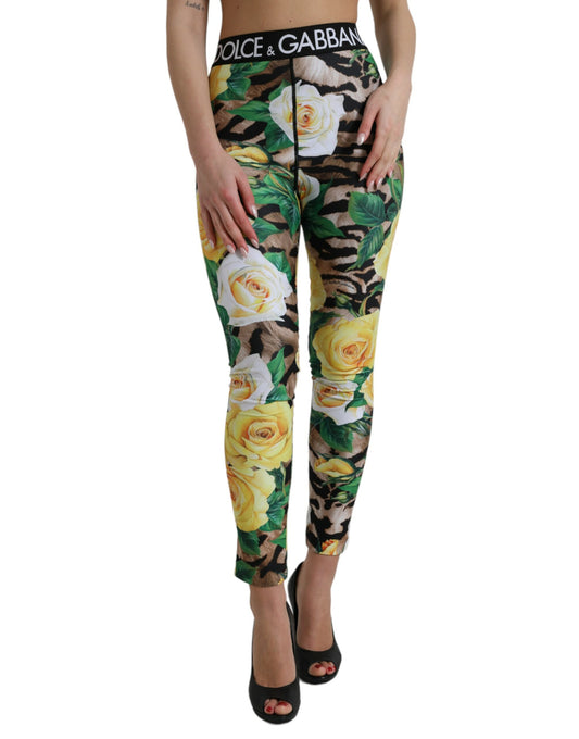 Dolce & Gabbana Multicolor Floral High Waist Leggings Pants