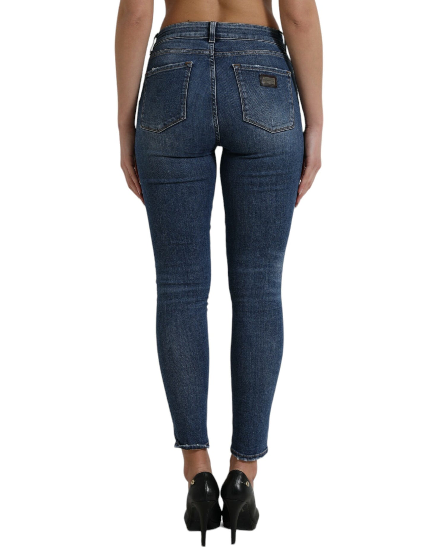 Dolce & Gabbana Dark Blue Cotton Stretch Denim Skinny Jeans