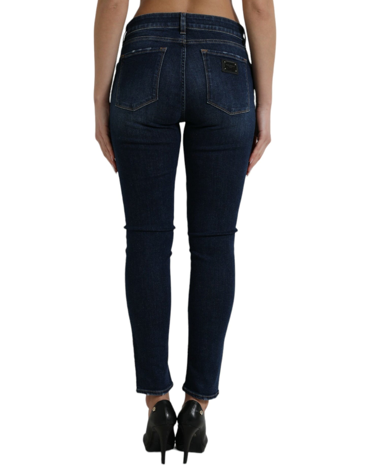 Dolce & Gabbana Dark Blue Cotton Stretch Denim Skinny Jeans