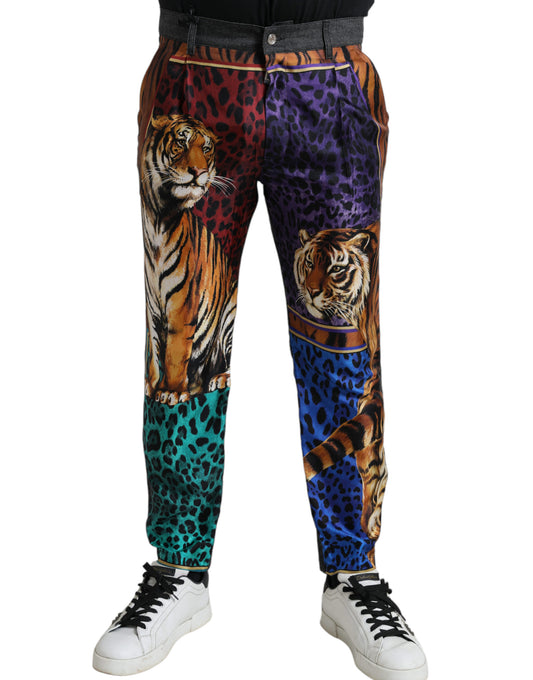 Dolce & Gabbana Multicolor Tiger Cotton Loose Denim Jeans