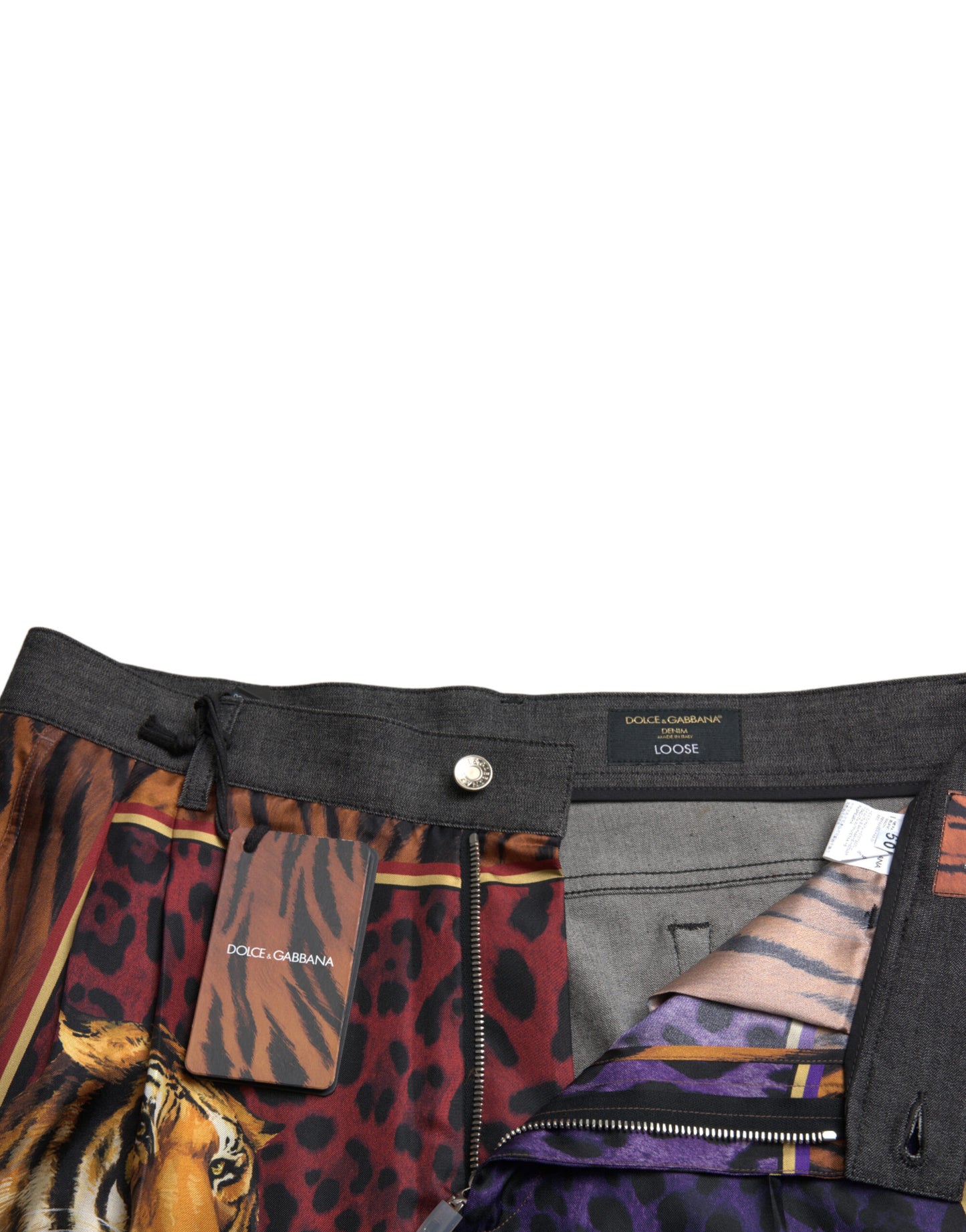 Dolce & Gabbana Multicolor Tiger Cotton Loose Denim Jeans