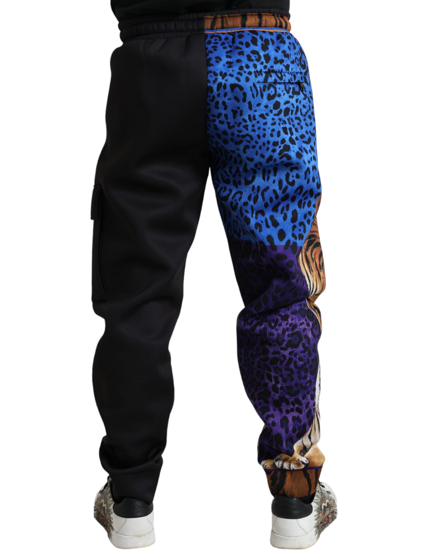 Dolce & Gabbana Black Tiger Print Cargo Jogger Pants