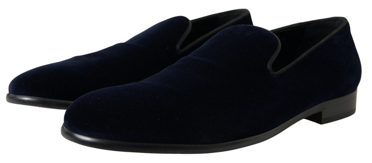 Dolce & Gabbana Elegant Blue Velvet Loafers for Men