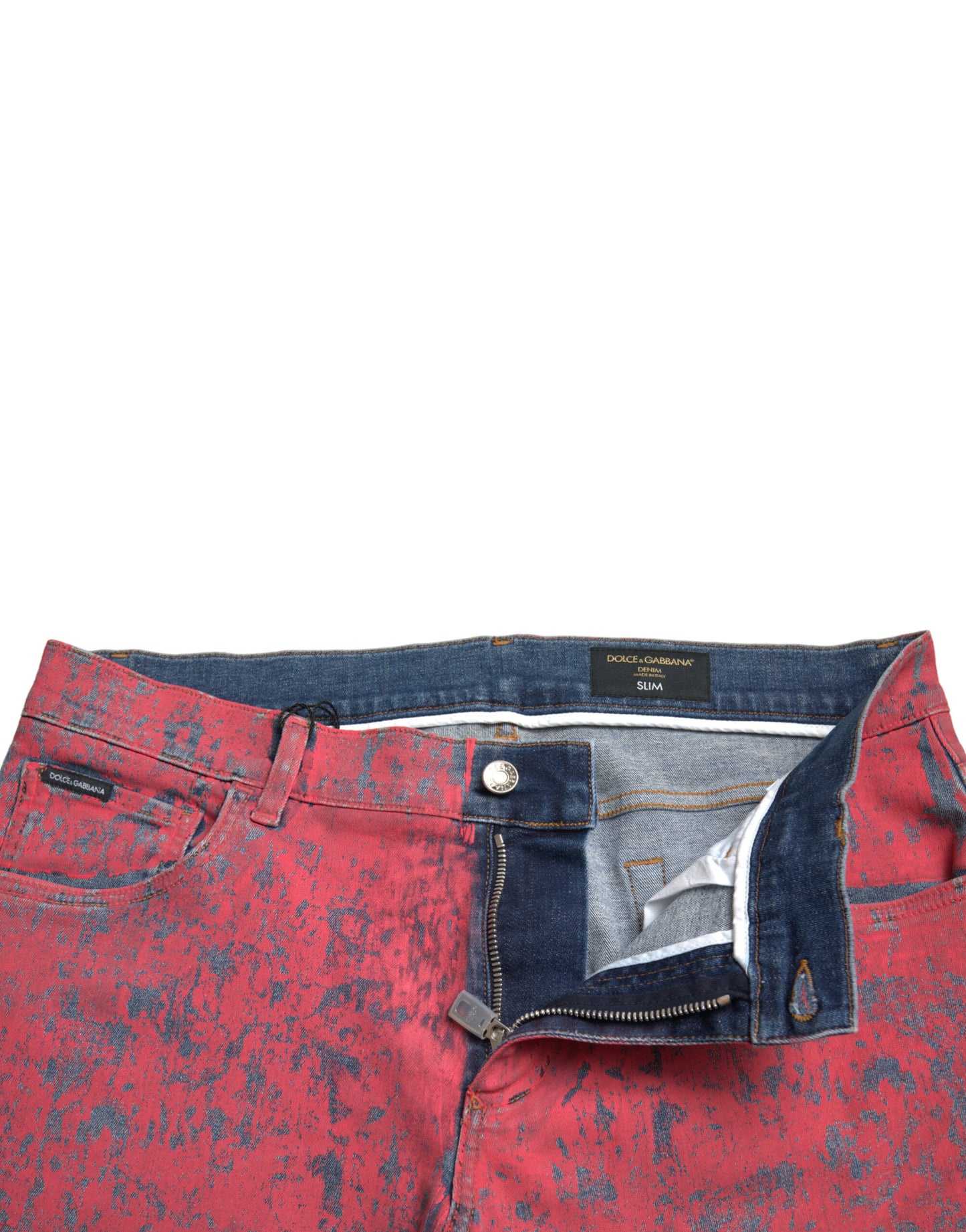 Dolce & Gabbana Red Cotton Dye Slim Fit Men Denim Jeans