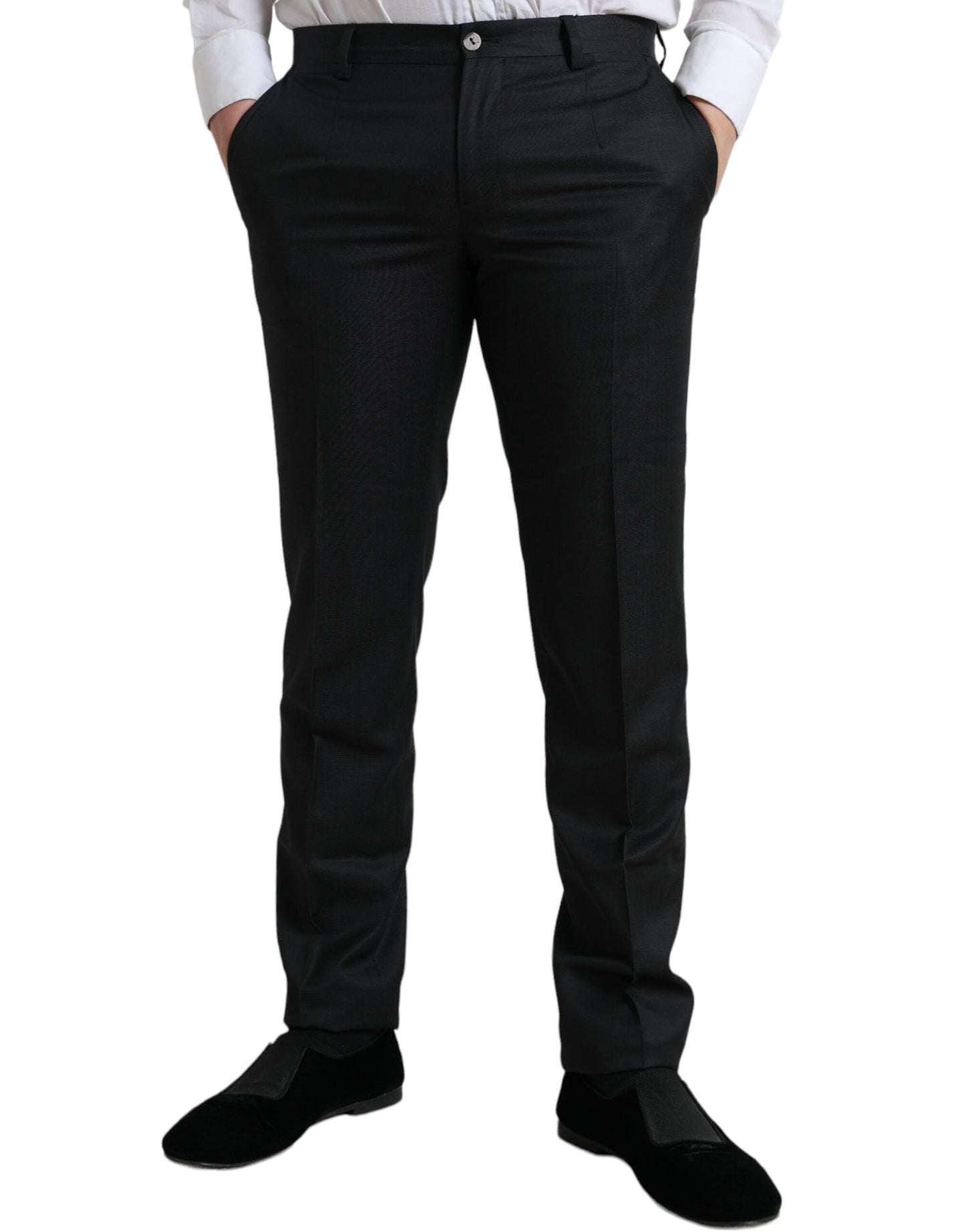 Dolce & Gabbana Black Slim Cotton Formal Dress Pants