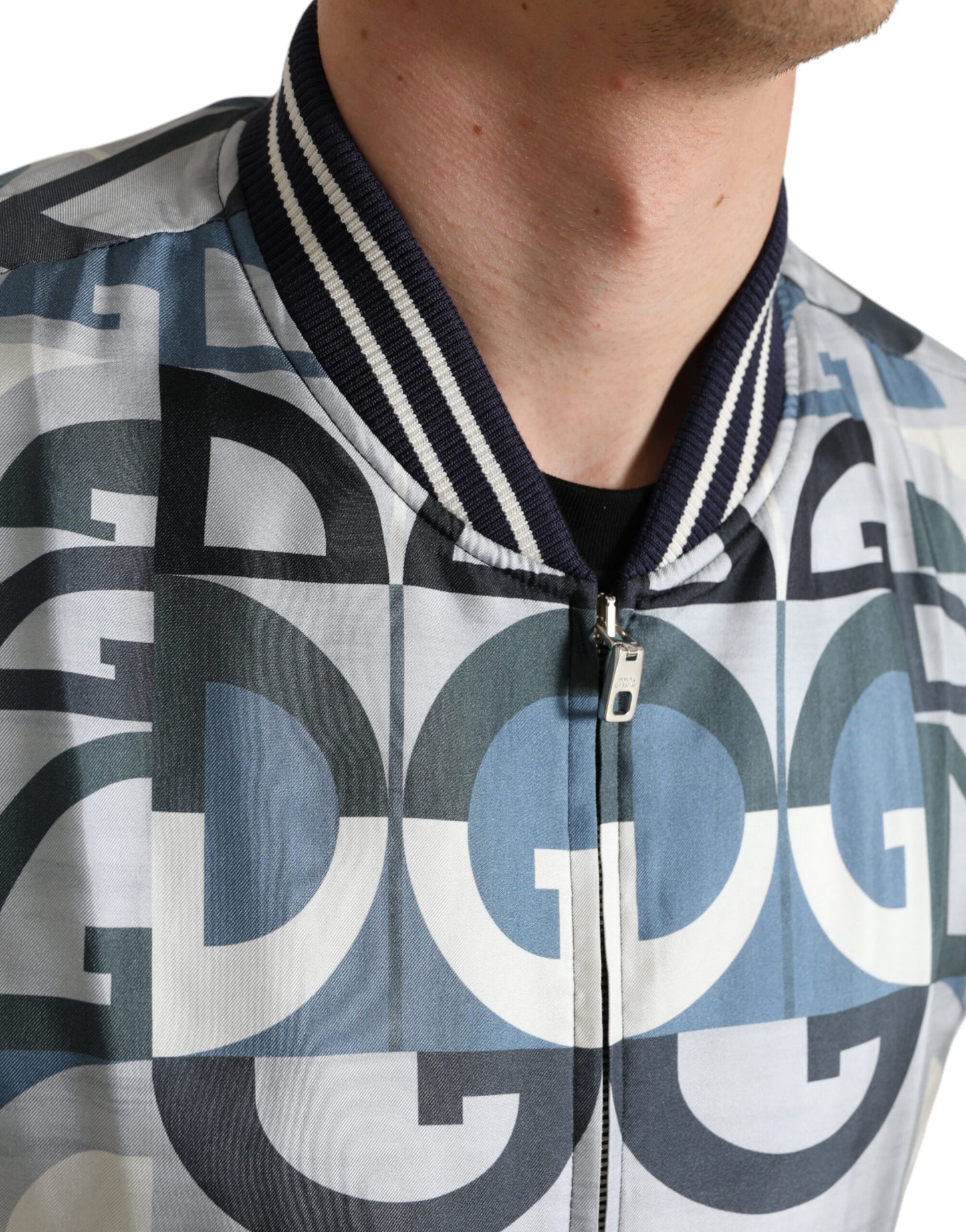 Dolce & Gabbana Multicolor Logo Print Bomber Blouson Jacket