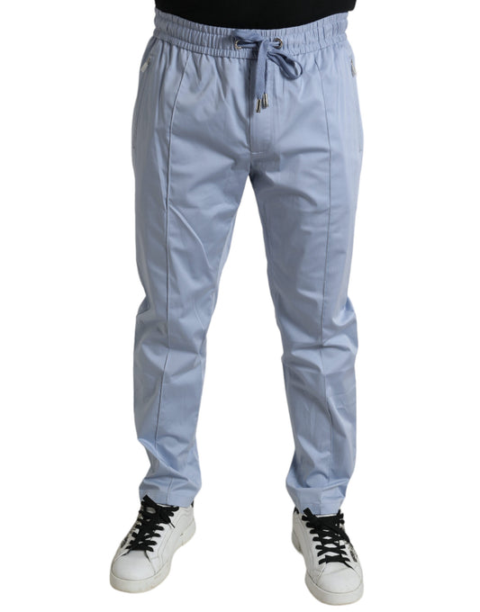 Dolce & Gabbana Light Blue Cotton Stretch Jogger Pants