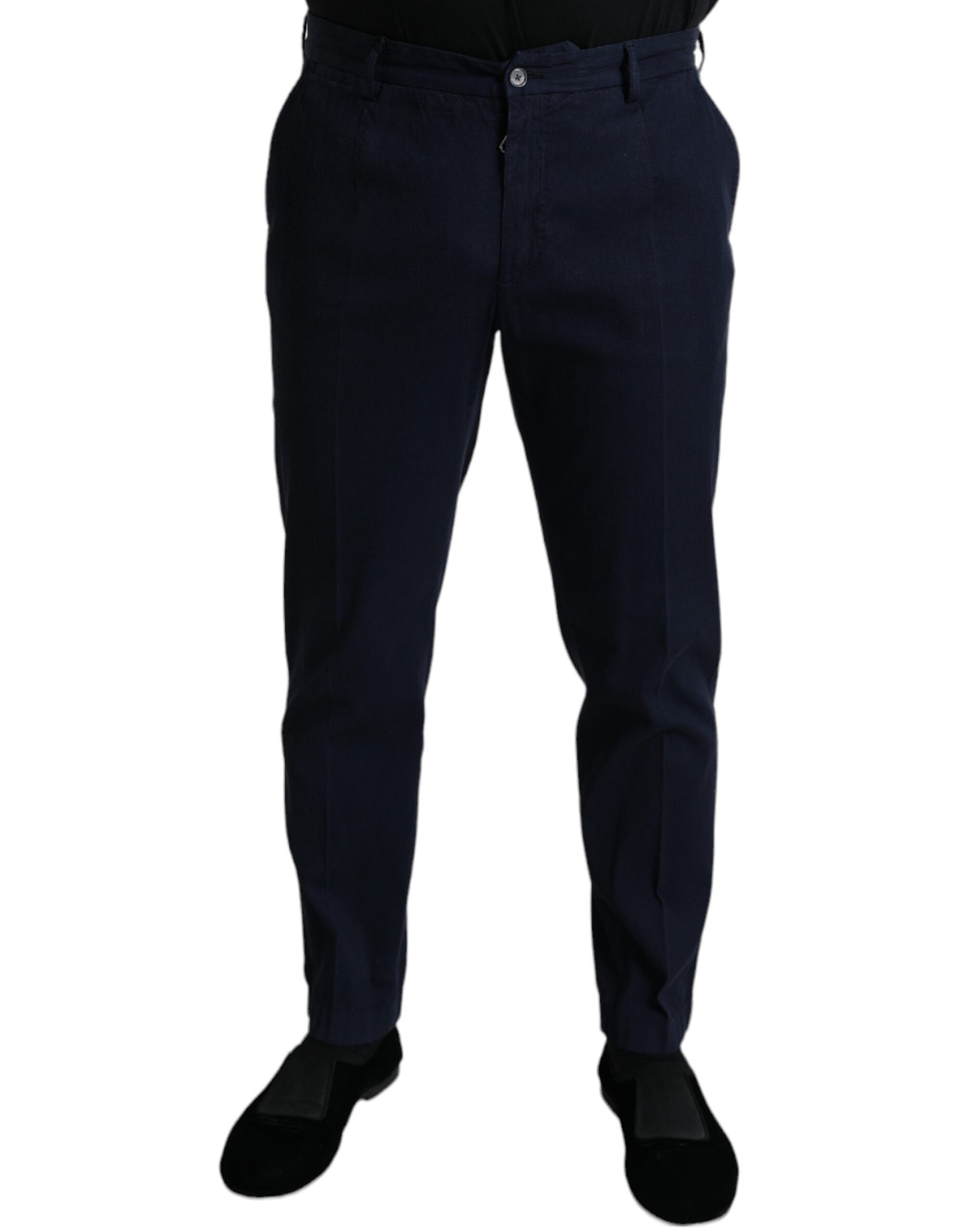 Dolce & Gabbana Dark Blue Cotton Stretch Slim Fit Dress Pants