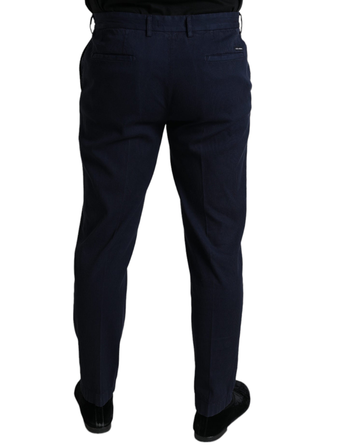 Dolce & Gabbana Dark Blue Cotton Stretch Slim Fit Dress Pants