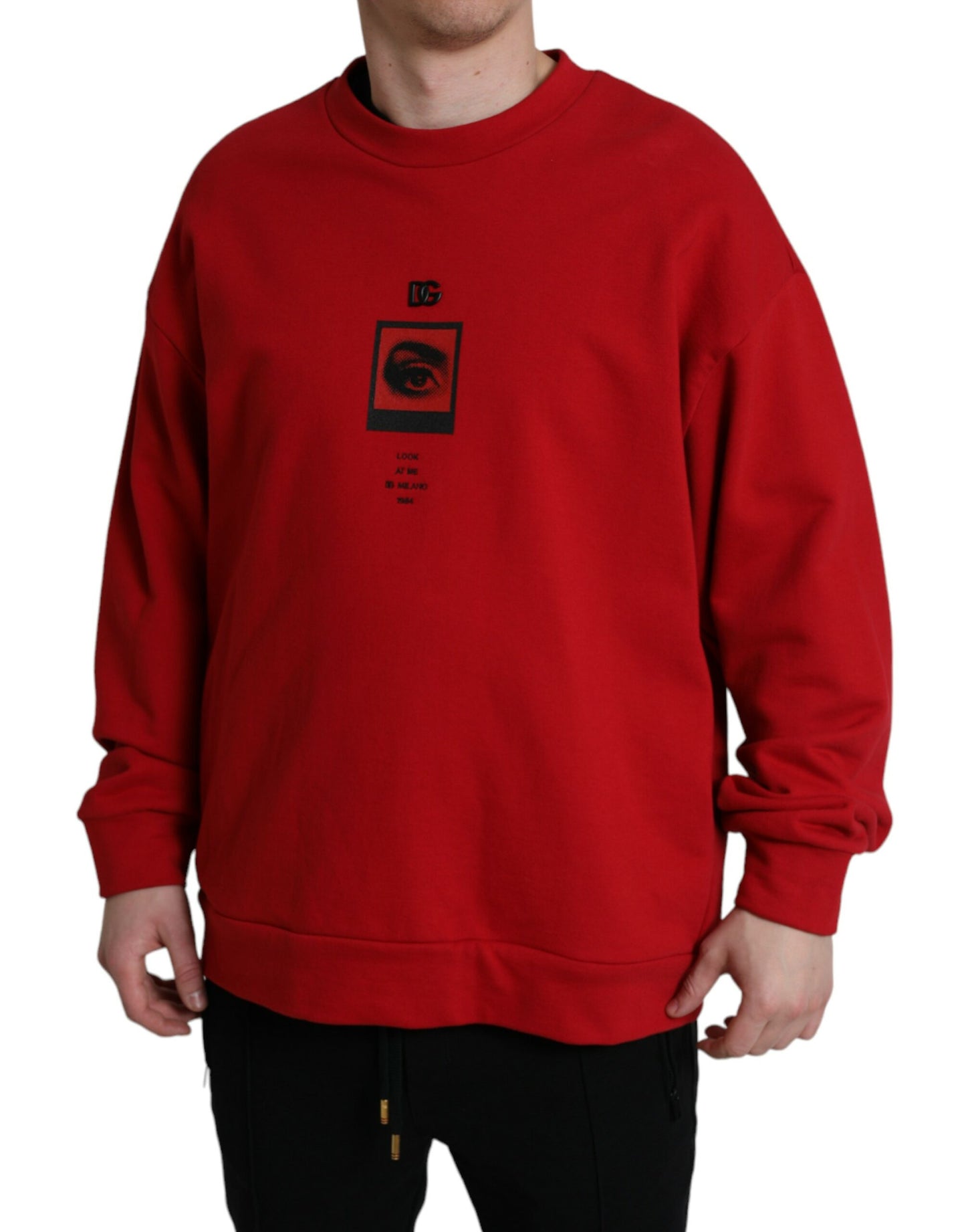 Dolce & Gabbana Red Logo Print Crew Neck Pullover Sweater