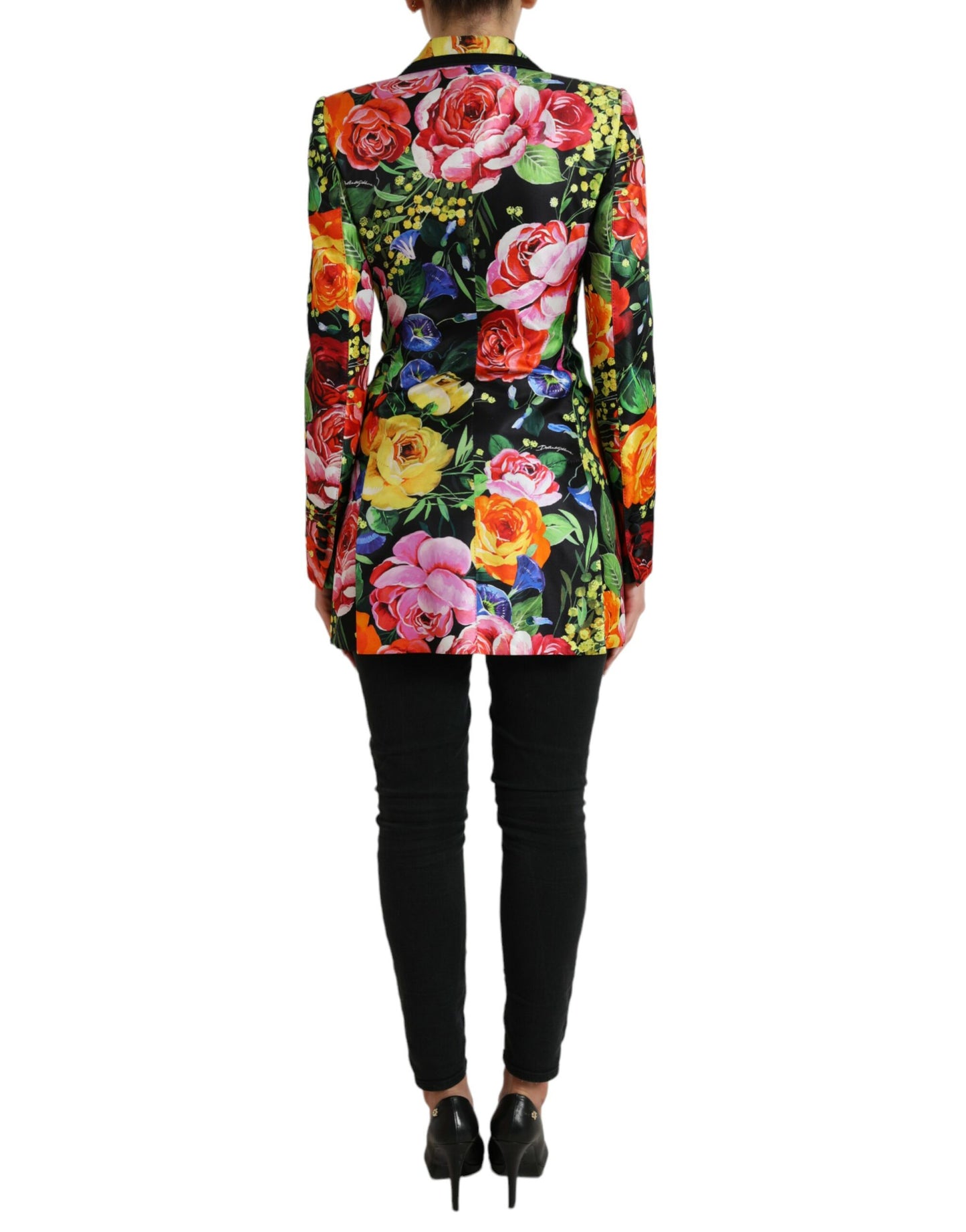 Dolce & Gabbana Multicolor Floral Print Silk Blazer Jacket