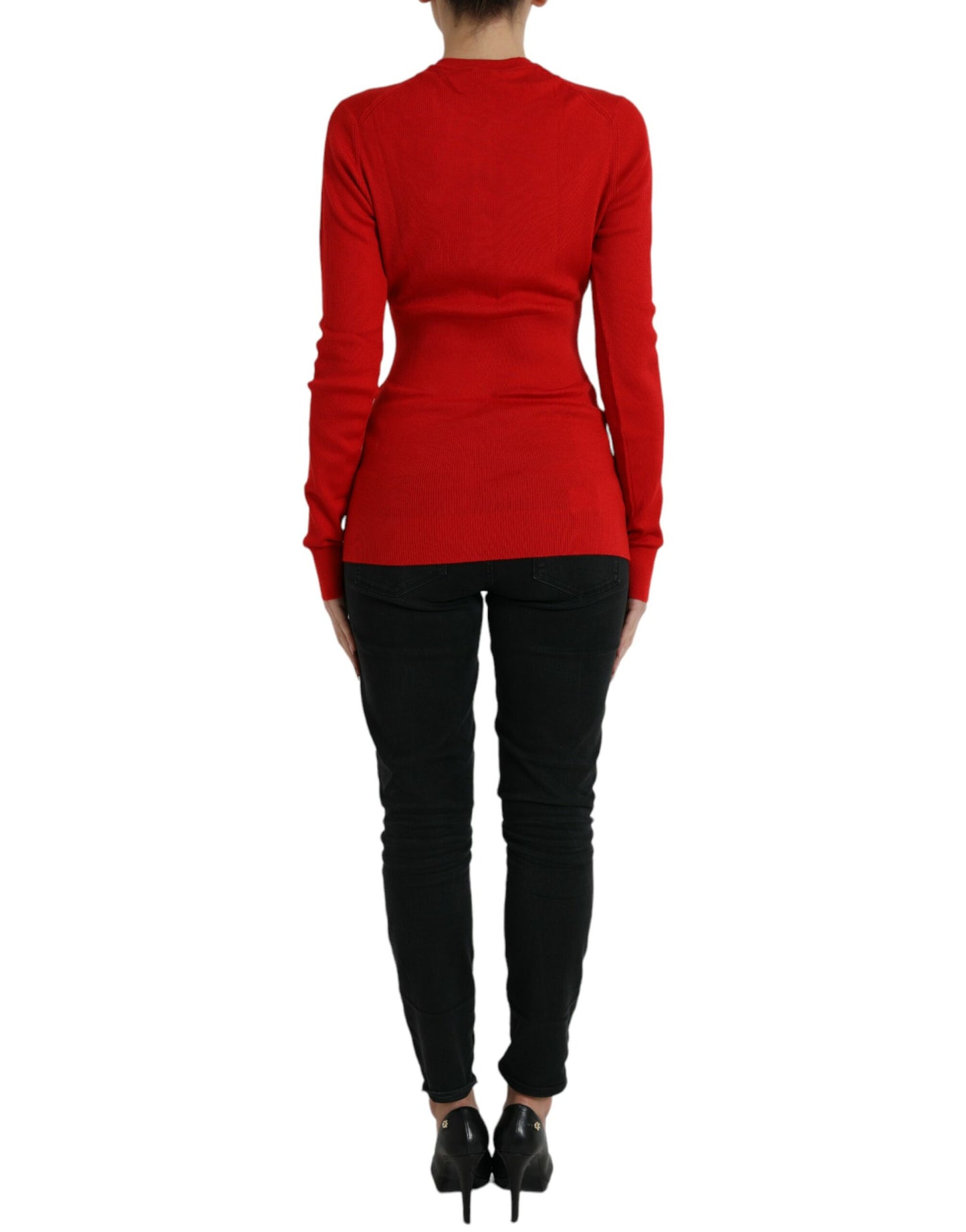 Dolce & Gabbana Red Cashmere Button Down Cardigan Sweater