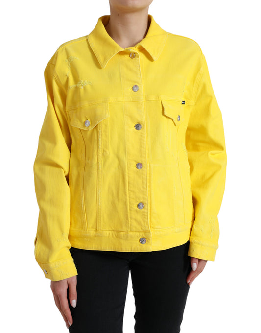 Dolce & Gabbana Yellow Cotton DENIM Jeans Coat Jacket