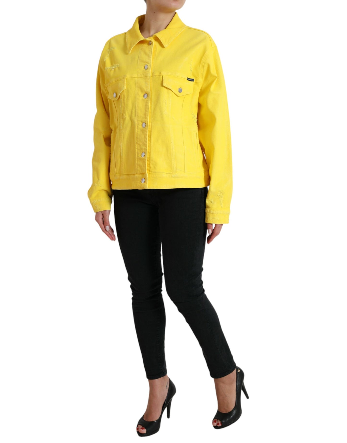 Dolce & Gabbana Yellow Cotton DENIM Jeans Coat Jacket