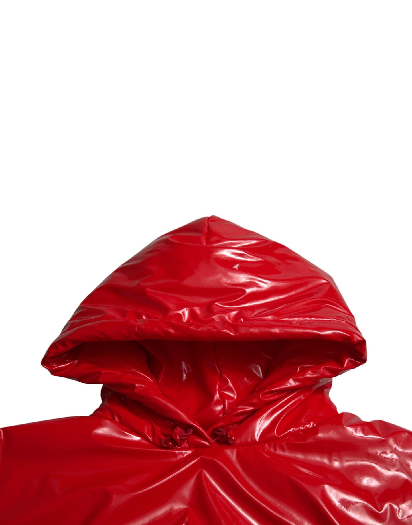 Dolce & Gabbana Shiny Red Hooded Cropped Short Coat Jacket