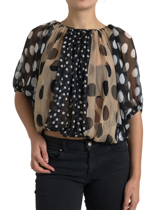 Dolce & Gabbana Elegant Polka Dot Silk Blouse