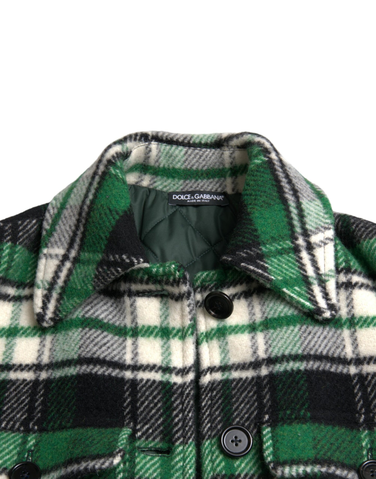 Dolce & Gabbana Green Plaid Long Sleeve Casual Coat Jacket