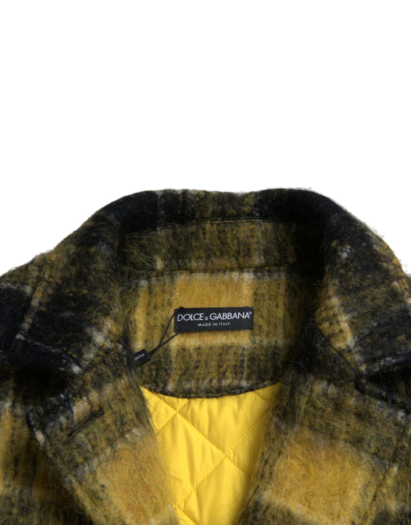 Dolce & Gabbana Yellow Plaid Long Sleeve Casual Coat Jacket