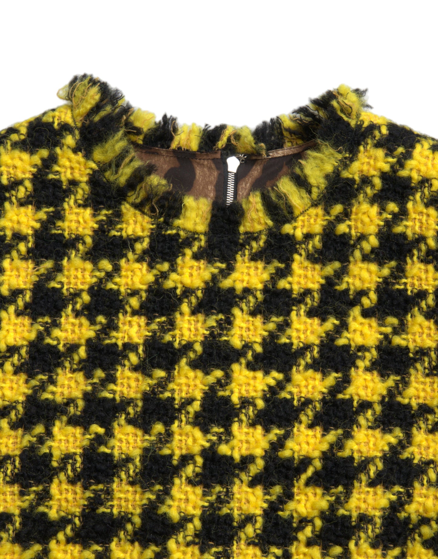 Dolce & Gabbana Yellow Houndstooth Sleeveless Aline Mini Dress