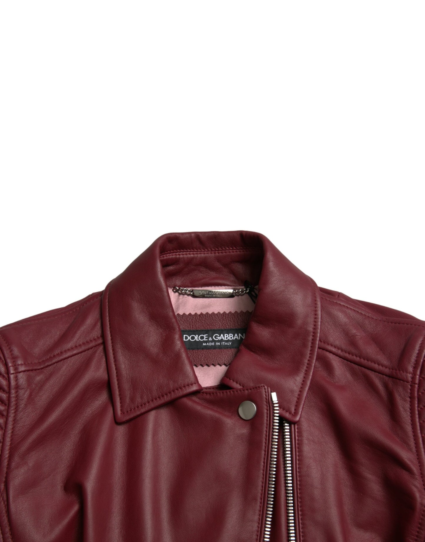 Dolce & Gabbana Bordeaux Biker Leather Jacket