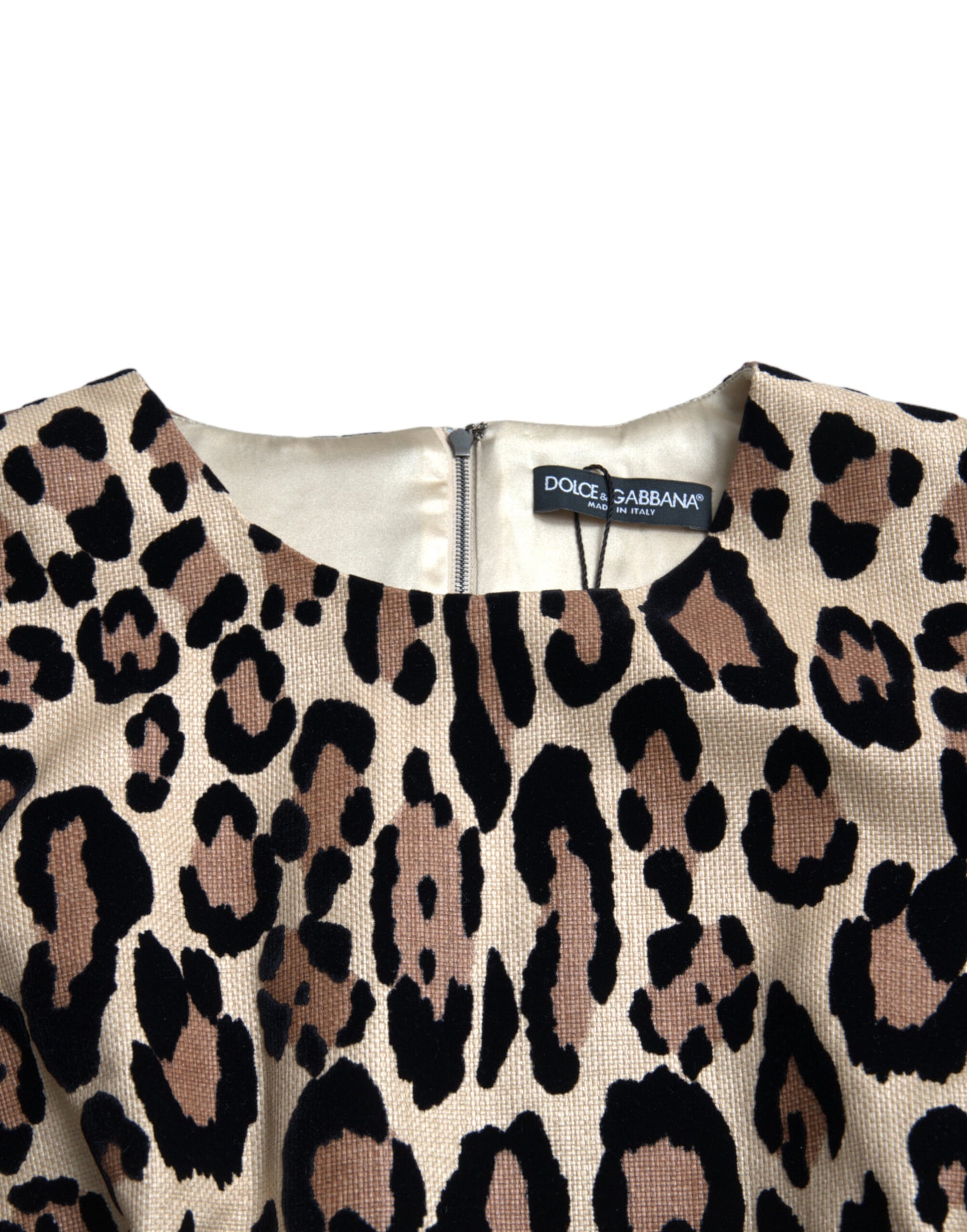 Dolce & Gabbana Brown Leopard Print Nylon Aline Mini Dress