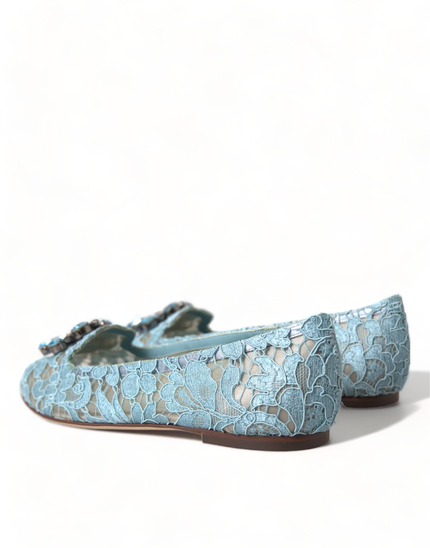 Dolce & Gabbana Elegant Floral Lace Aqua Vally Flats