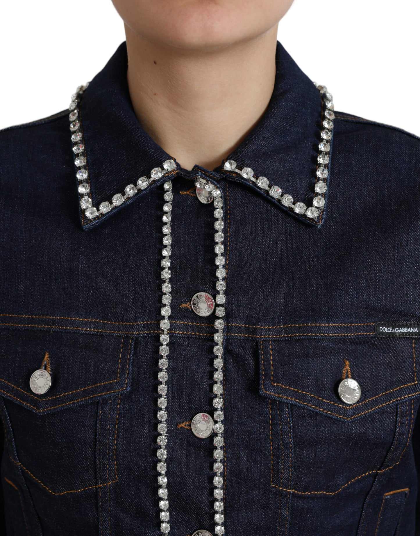 Dolce & Gabbana Elegant Denim Jewel Button Jacket