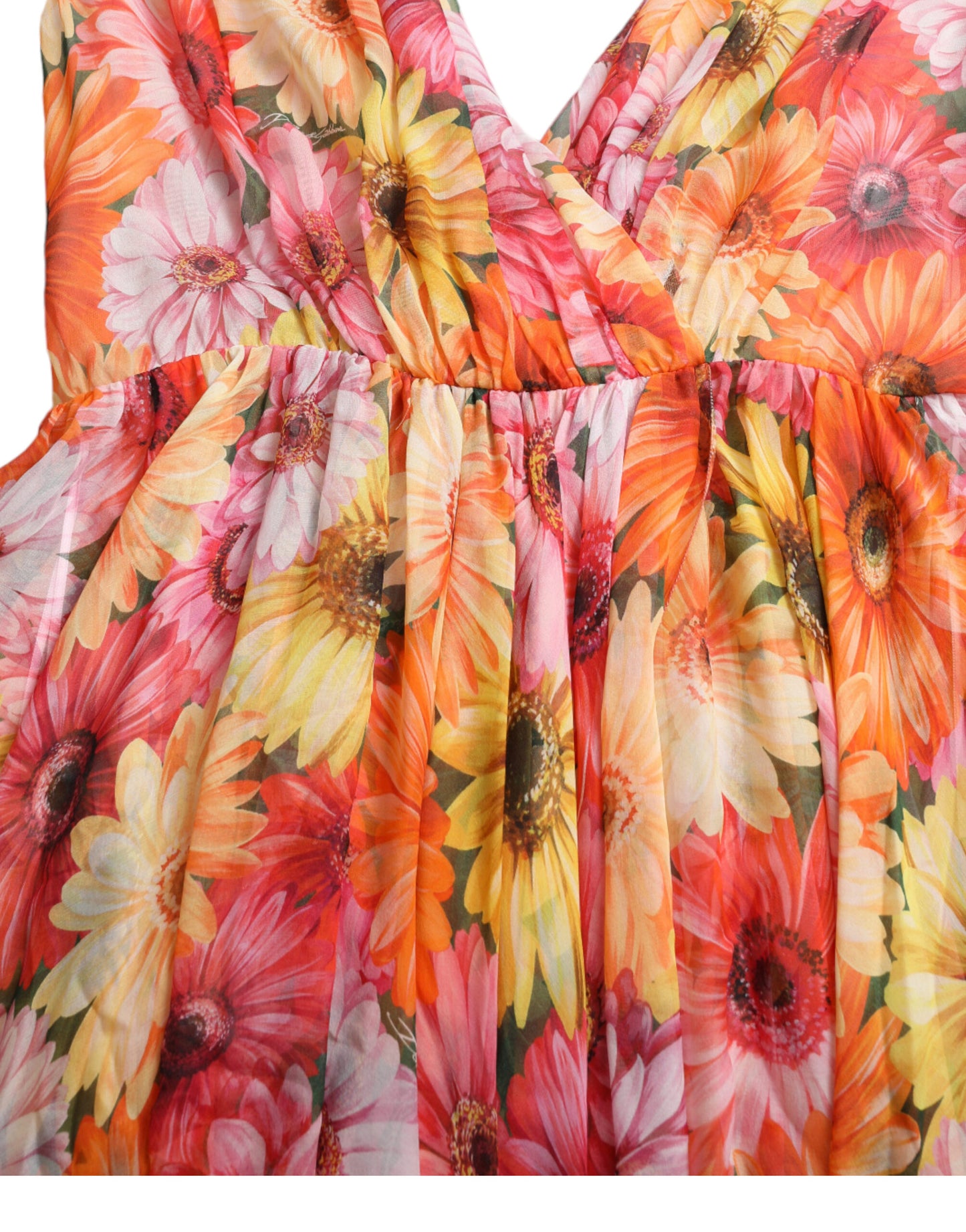 Dolce & Gabbana Multicolor Sunflower Print Silk Midi Dress